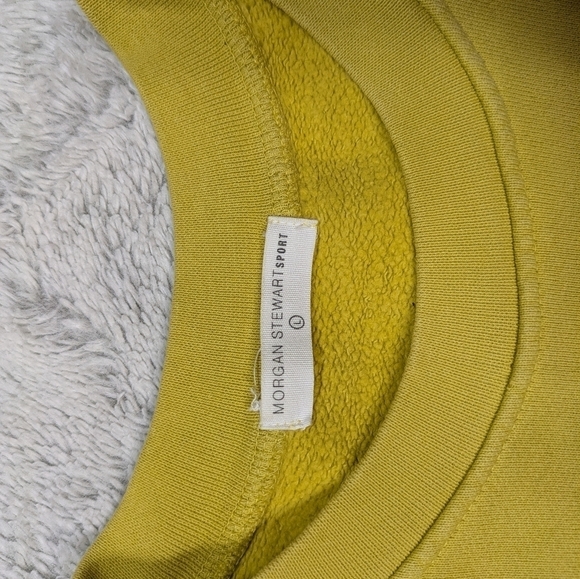 Morgan Stewart Sweatshirt Women's L Yellow Sport Tennis Crew Cotton French Terry - Picture 4 of 7